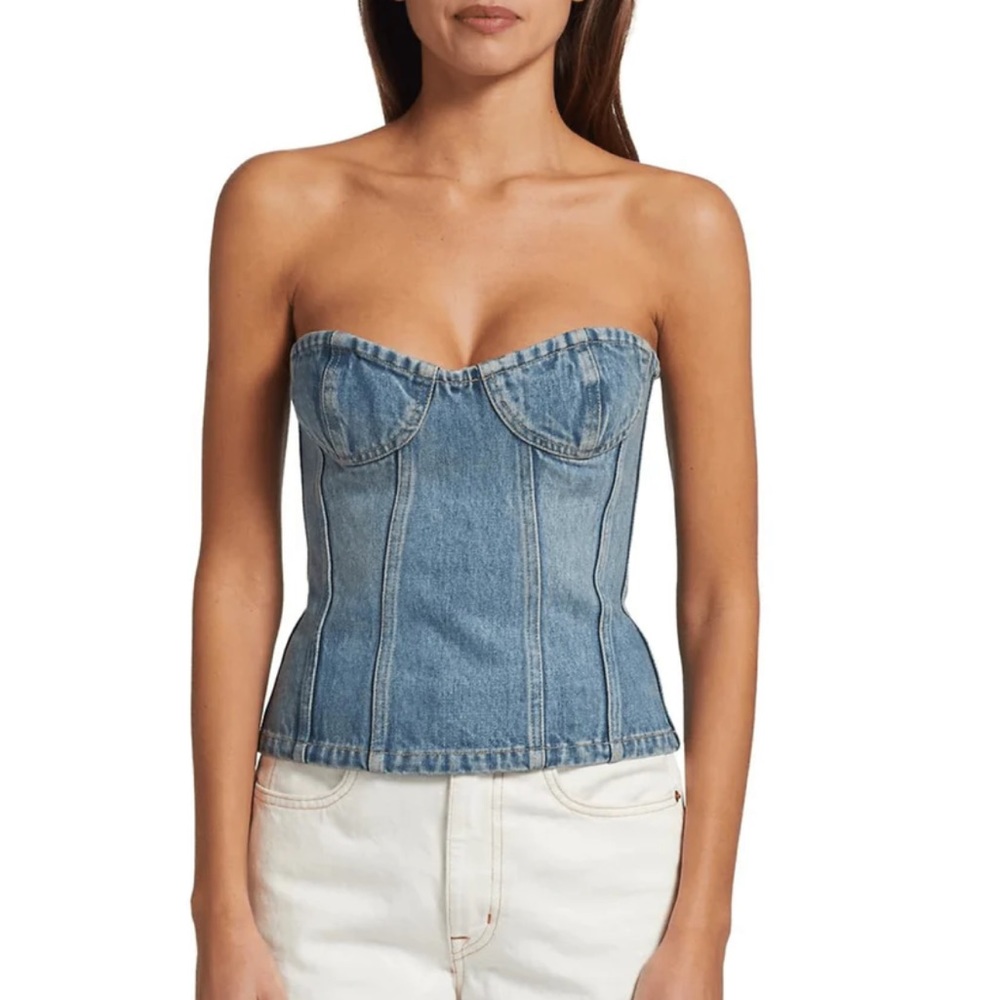 RONNY KOBO “SASHA” DENIM CORSET, SZ L - Picture 4 of 11